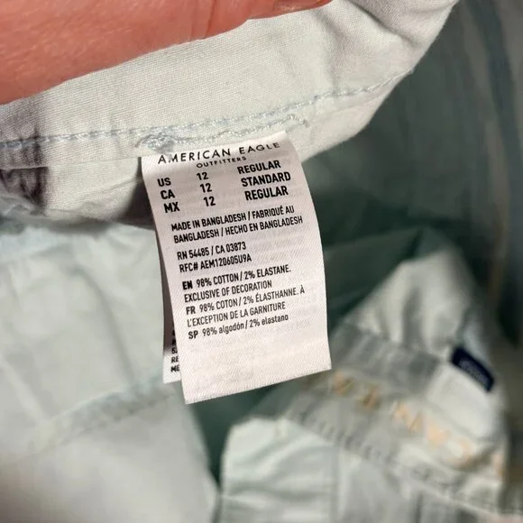 American Eagle Light /blue Cargo Capri Pants Size 12 Stretch Utility Y2K - Picture 10 of 13